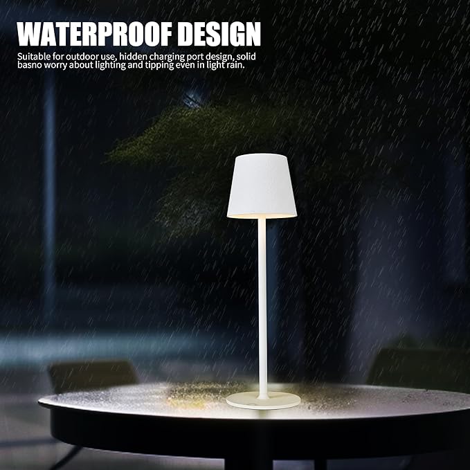 BGFHome 2Pack Cordless Table Lamp LED Desk Lamp,5000mAh Rechargeable Touch Night Light Wireless Minimalist Design for Couple Dinner/Restaurant/Bedroom/Bars/Outdoor Party/Camping/Coffee Shop（White