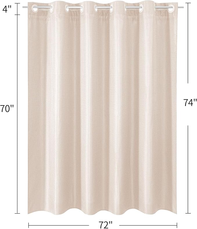 MitoVilla No Hooks Needed Pink Waffle Shower Curtain with Snap-in Liner, Modern Waffle Weave Heavy Duty Fabric Cloth Shower Curtain for Luxury Neutral Hotel Spa Bathroom Decor, 72 x 74, Blush Pink