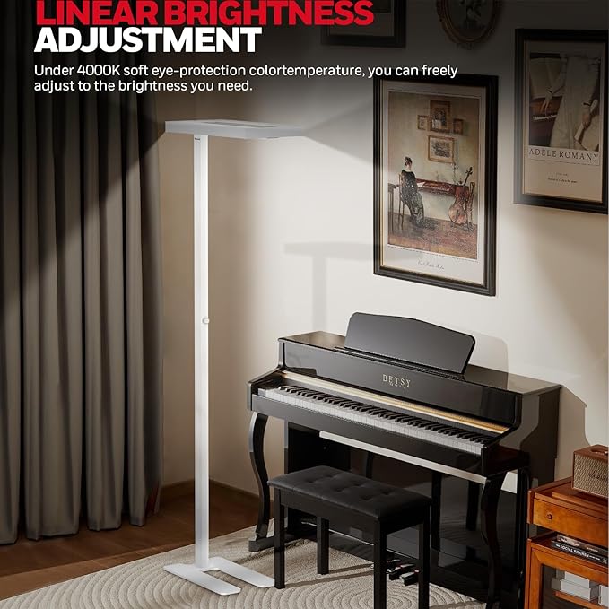 Honeywell LED Floor Lamp Modern - 02E GEN Sunturalux Eye Caring Tall Standing Light, 8000LM 4000K Natural Daylight Dimmable Reading Lampara for Home Office Living Room Bedroom