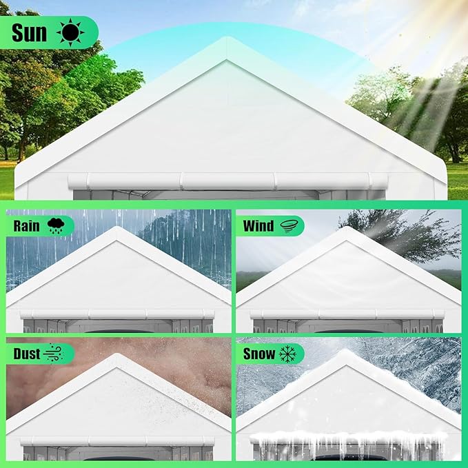 Heavy Duty Carport, Spacious 16'x32' Outdoor Shelter Portable Garage, Waterproof Canopy with Easy Assembly & All-Weather Protection