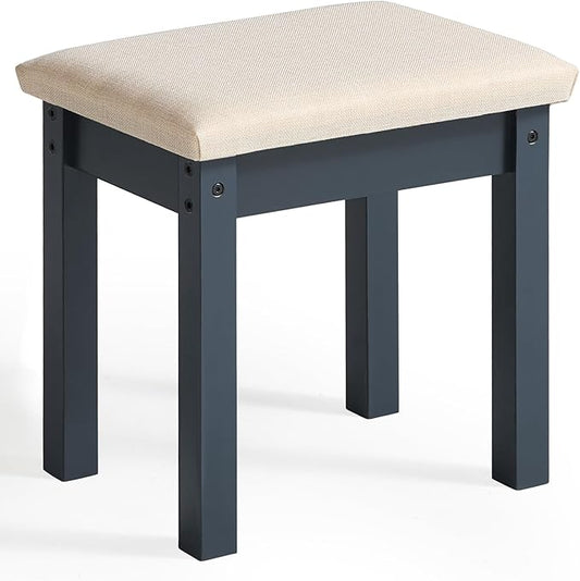 LEYAOYAO Vanity Stool, Elegant Makeup Stool with Comfortable Fabric Cushion, Sturdy Wooden Frame, Modern Vanity Bench for Bedroom and Bathroom-Navy Blue
