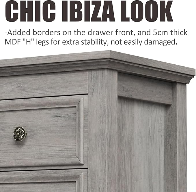 LGHM Long Dressers for Bedroom, Large 9 Drawers Dresser, Chests of Drawers TV Stands, Sturdy and Stable Storage Organizer - Thick Support Legs Design, 6" Deep Drawer for Bedroom,Living Room, Gray