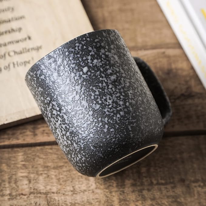 Stone Lain Stoneware Dish Set, 4 Mugs, Tom - Black and White