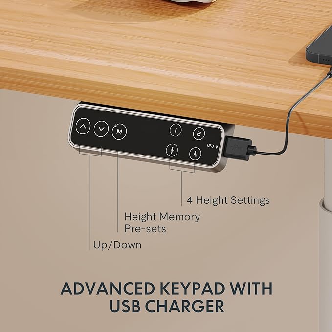 FLEXISPOT E6 Pro Oval Leg Dual Motor 3 Stages Standing Desk 48x30 Inch Whole-Piece Board Electric Height Adjustable Electric Sit Stand Up Desk 150KG Load Capacity (White Frame + Maple Desktop)