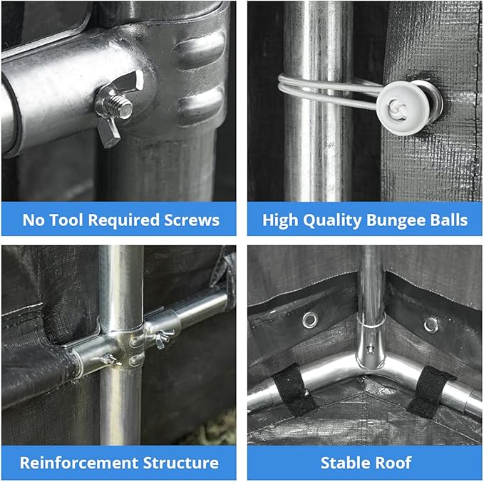 ADVANCE OUTDOOR 8x14 ft Steel Metal Peak Roof Portable Garage Shelter Storage Shed Carport for Motorcycle, Bike or Garden Tools with 2 Roll up Doors & Vents, Gray