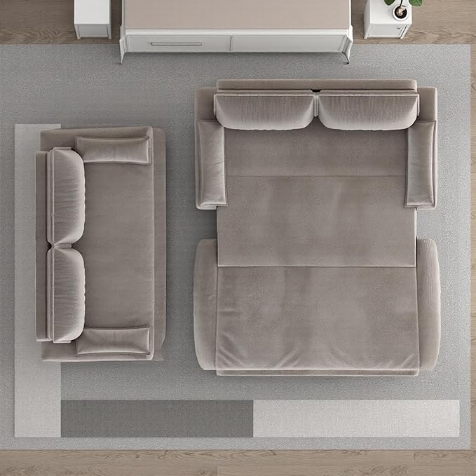 73.2-Inch Queen Size Convertible Sleeper Sofa Bed, 3-in-1 Pull-Out Futon Loveseat, Velvet Futon Couch with 2 Soft Pillows for Living Room, Office, Apartment, RV, Hide-A-Bed Fold Out Sofa&Couches