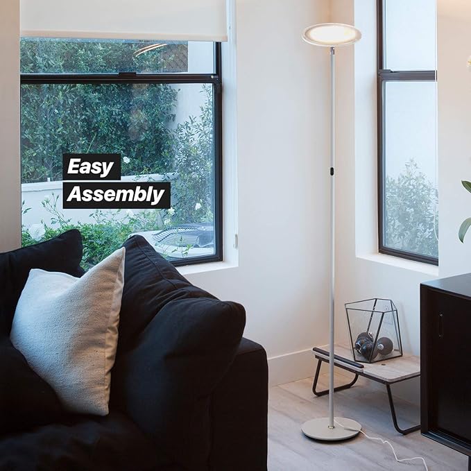 Brightech Sky Flux Dimmable LED Floor Lamp – Super Bright Floor Lamp for Living Room and Offices – Torchiere Standing Lamp with 3 Light Options, Tall Lamp for Bedroom Reading and More - Bronze