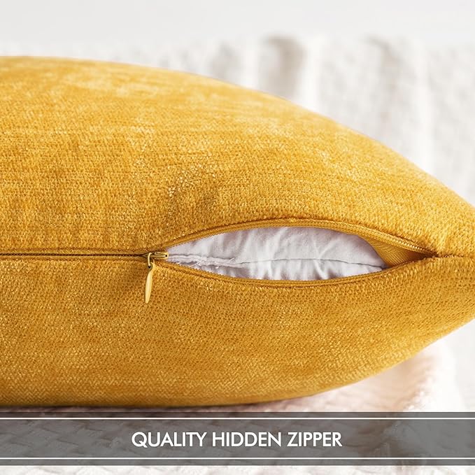 MIULEE Pack of 2 Goose Yellow Decorative Pillow Covers 20x20 Inch Soft Chenille Couch Spring Throw Pillows Farmhouse Cushion Covers for Home Decor Sofa Bedroom Living Room