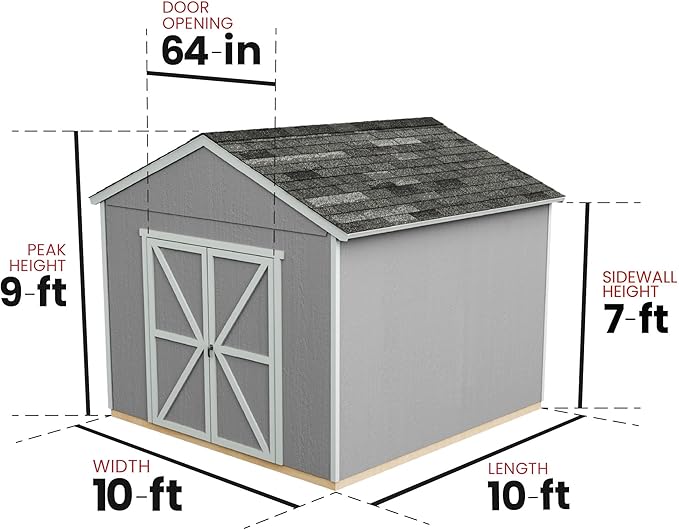 Handy Home Products Rookwood 10x10 Do-It-Yourself Wooden Storage Shed- Does not Include Floor kit, Paint, or Roofing Shingles