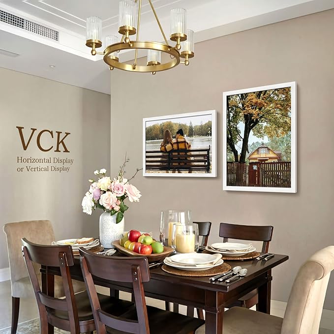 VCK 20x28 Poster Frame White, Textured Exclusive Solid Wood Picture Frames, Wall Hanging