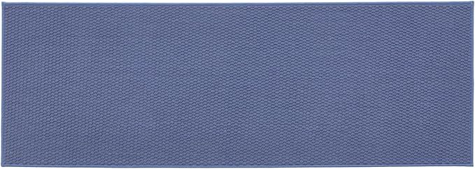 Bathroom Runner Rugs, Long Bath Mat Runner Washable Thin Quick Dry Low Pile Bathroom Runner Rugs Non Slip, Denim Blue 24"x70"