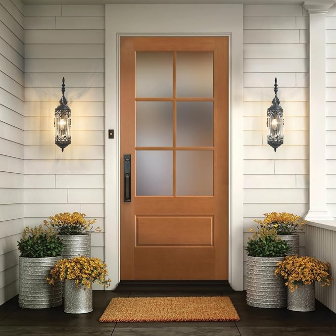 Rustic Glass Wall Sconce Mini Vintage Antique Gothic Wall Light Fixture Retro Farmhouse Mid Centry Lantern Wall Sconce for Bedroom, Hallway, Living Room, Mirror, Black, E12