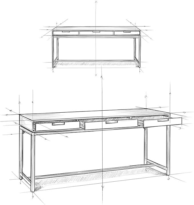 SIMPLIHOME Banting Desk - 72-Inch Wide Solid Oak Veneer and Metal Writing Desk in Oak, Modern Industrial Home Office Computer Table for Study with 2 Drawers and Flip-Down Keyboard Tray