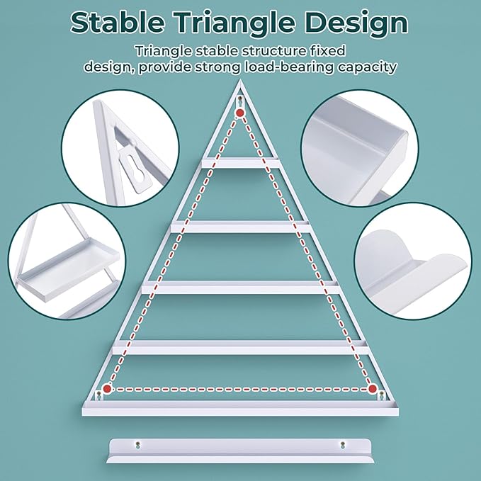 Noverlife 6PCS Metal Nail Polish Shelf for Wall, Iron Nail Polish Wall-Mounted Racks for Nail Salon, 5 Tiers Hanging Nail Dip Powder Shelves Organizer & Storage Holder Wall Shelf for Nail Gel Polish