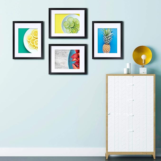 Egofine 11x14 Picture Frame Black - Photo Frame Made of Solid Wood Covered by Plexiglass for Table Top Display Pictures 5x7/8x10 with Mat or 11x14 Without Mat with Wall Mounting Hardware