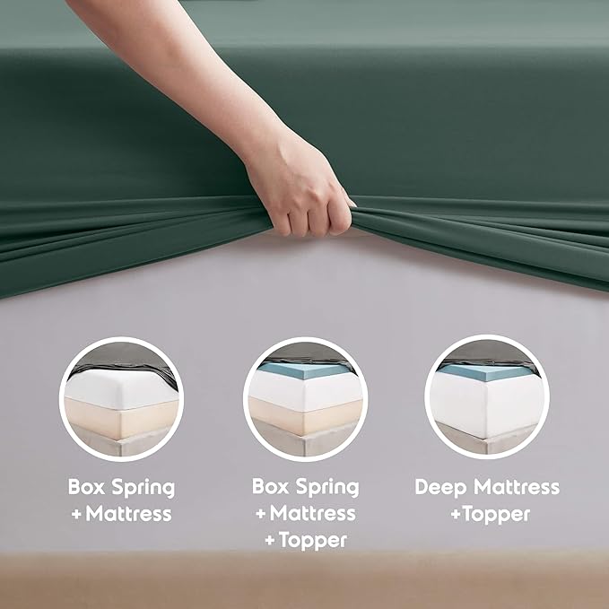 Nestl California King Sheet Set - 1800 Ultra-Soft Microfiber Cal King Bed Sheets - Double Brushed - Deep Pockets - Easy Fit - 4 Piece Set - Bed Sheets (California King, Forest Green)