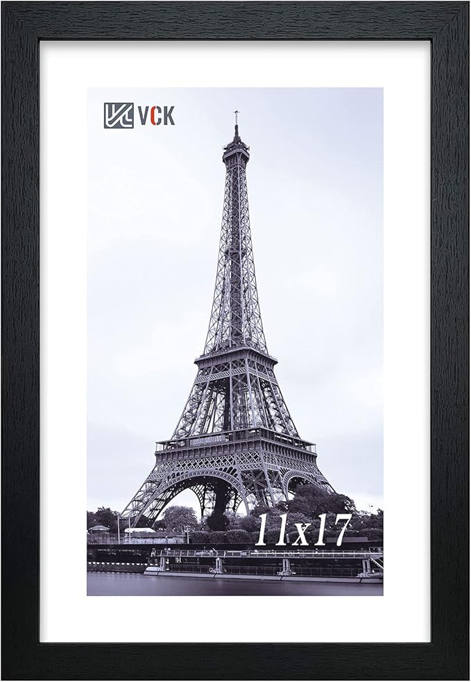 VCK Poster Frame 11×17 Inch Wooden Picture Frames Set Black Certificate Frame Wall Mounting Type for Gallery Office Home