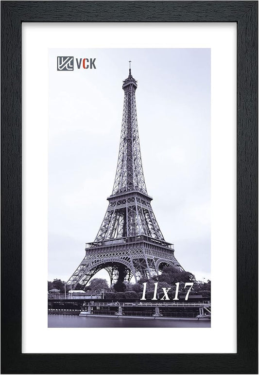 VCK Poster Frame 11×17 Inch Wooden Picture Frames Set Black Certificate Frame Wall Mounting Type for Gallery Office Home