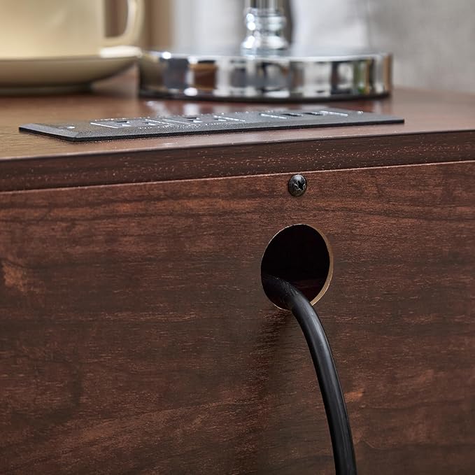 SOOWERY Dresser for Bedroom, Farmhouse Dresser with 3 Wooden Drawers and Storage Cabinet, 25 Inches Tall Side Table Chest of Drawers for Bedroom, Living Room, Hallway, Dark Cherry