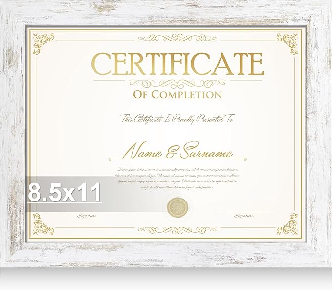 8.5 by 11 Diploma Picture Frame, Made of Real Glass and Wooden Certificate Frame, Horizontal and Vertical Display for Wall or Tabletop (Black, 1Pack)