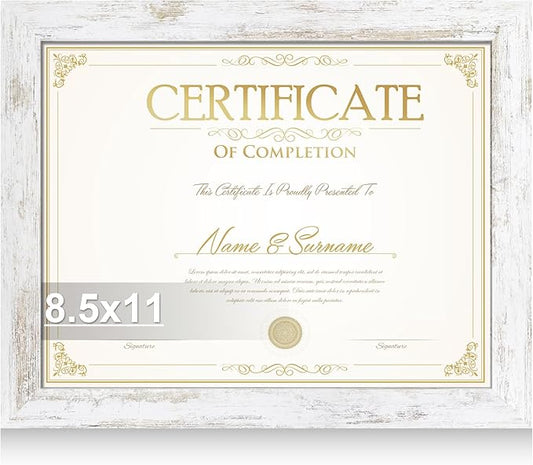 8.5 by 11 Diploma Picture Frame, Made of Real Glass and Wooden Certificate Frame, Horizontal and Vertical Display for Wall or Tabletop (Black, 1Pack)