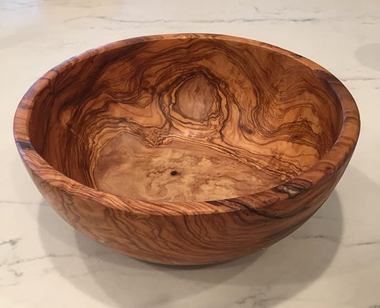 11" Artisan Olive Wood Serving Bowl/Centerpiece Unique decorative Wooden Bowl for Fruit, Salad, Snacks, Chips. In Small 6", Med 7", Lg 8", XL 11", XXL 12". (Extra Large 11 inch)