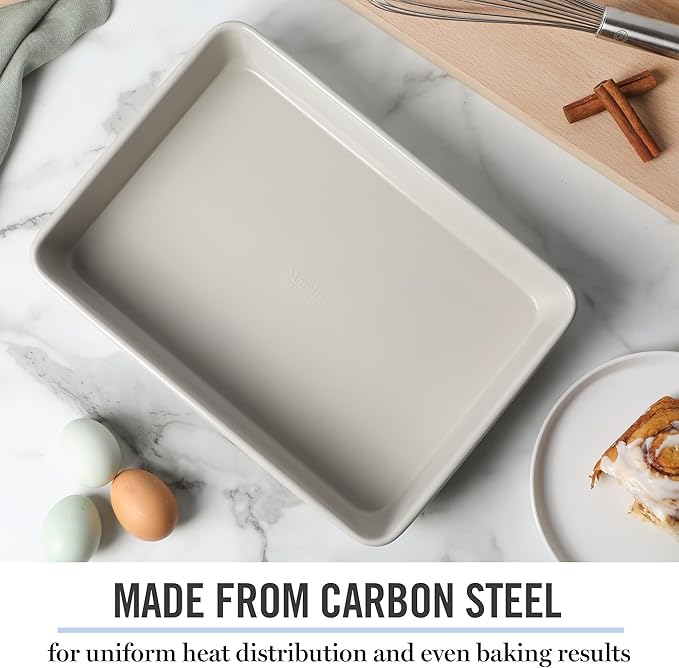 Martha Stewart Gallen 13 x 9 Inch Rectangular Nonstick Carbon Steel Cake/Baking Pan- Cool Grey