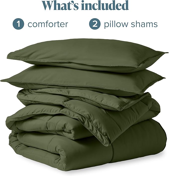 Bare Home Comforter Set - King/California King Size - Ultra-Soft - Goose Down Alternative - Premium 1800 Series - All Season Warmth (King/Cal King, Cypress Green)