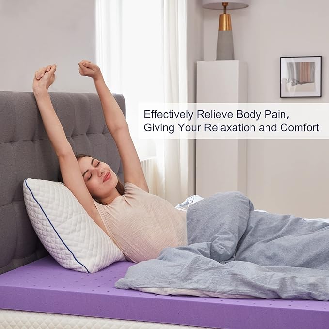 SINWEEK 1.5 Inch Gel Memory Foam Mattress Topper Ventilated Soft Pressure Relieve Mattress Pad, Breathable Bed Topper, CertiPUR-US Certified, Queen Size