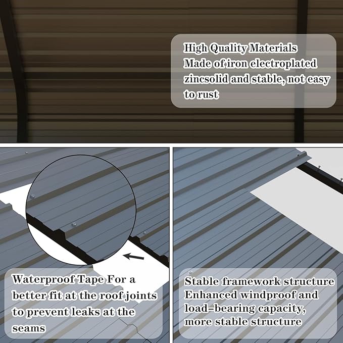 20x20 FT Heavy Duty Metal Carport with Galvanized Steel Roof & Frame - All-Weather Portable Garage Shelter for 2 Cars, Safe Boat Cover & Yard Protection