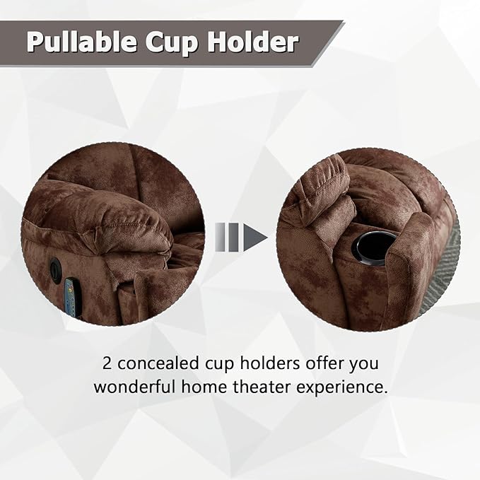 Phoenix Home Large Power Lift Recliner with Massage and Heat for Elderly, Electric Chair with USB Port, 2 Hidden Cup Holders, Dark Grey