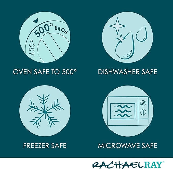 Rachael Ray Ceramics Au Gratin Set, Oval, Two 12-ounce, Agave Blue