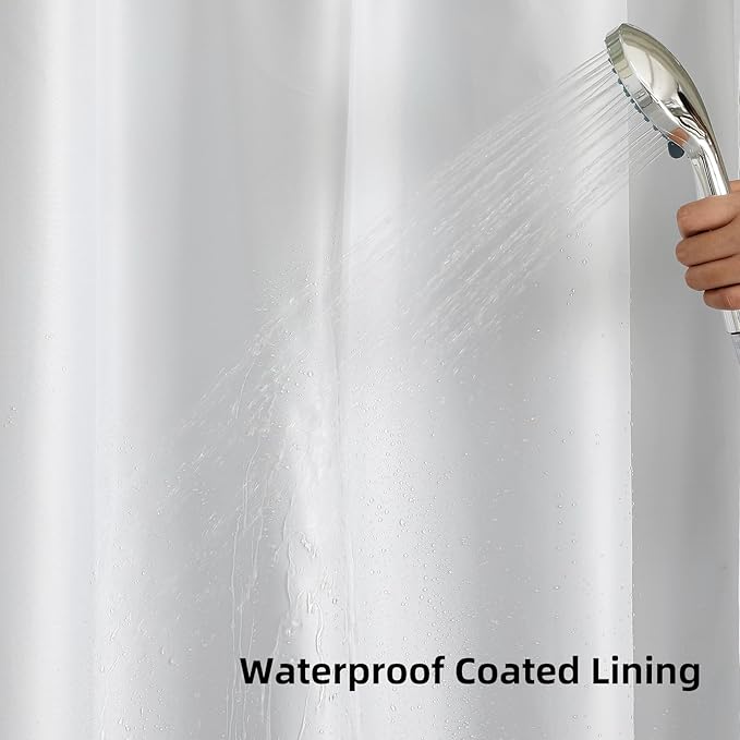 Colorful Star No Hook Shower Curtain with Snap in Fabric Liner, Waffle Weave Heavy Duty Thick Shower Curtains with Mesh Top Window, Hotel Style Waterproof Bathroom Curtain Set, 72 x 75 Inch, Purple