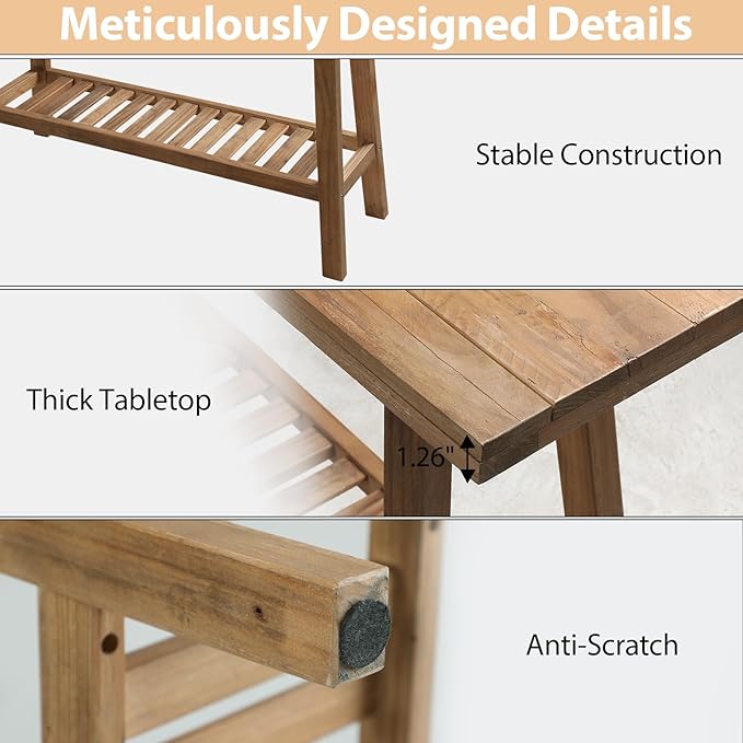 Reclaimed Solid Wood Console Table, 43.3" Farmhouse Entryway Table, Narrow Couch Tables Behind Sofa, 2 Tiers Accent Tables for Hallway, Entrance, Foyer, Living Room