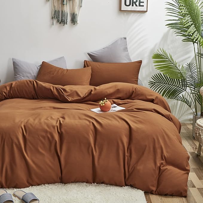 Luxlovery California King Pumpkin Comforter Rust Terracotta Bedding Set Cal King Caramel Burnt Orange Quilts Pumpkin Brown Comforter Set Women Men Cal King
