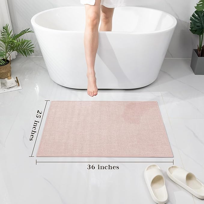 chakme Bathroom Rugs Mat 36x25, Ultra Thin Non Slip Bath Mat Large Quick Dry Absorbent Bath Mat for Bathroom Floor, (Pink, 36"x25")