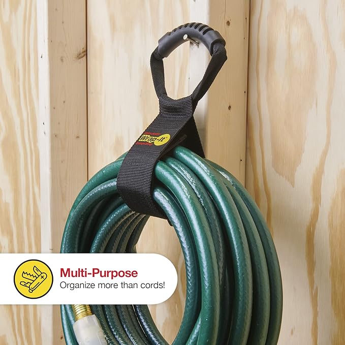 Easy-Carry Wrap-It Storage Straps - 22” (2-Pack) – Heavy-Duty Hook and Loop Cord Carrying Strap, Hanger, and Organizer with Handle for Pool Hoses, Garden Hoses, Cords, Cables and More