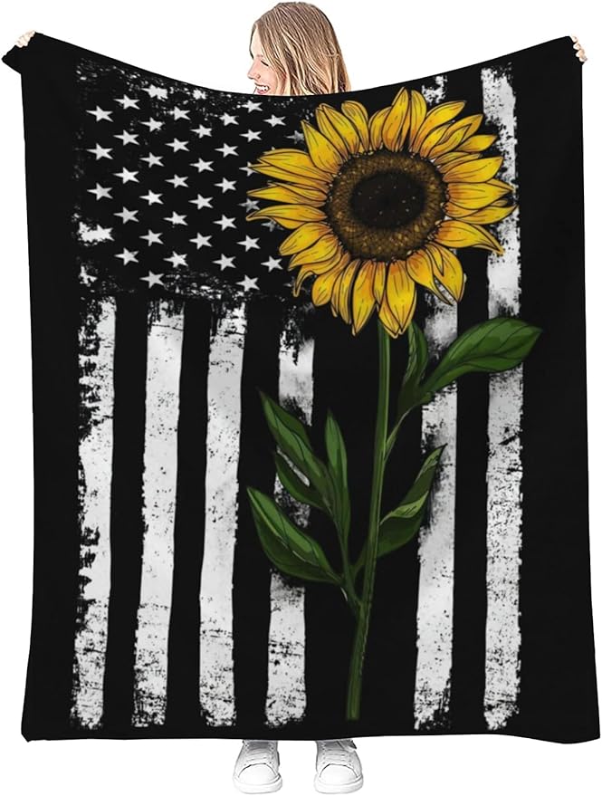 Sunflower Gifts Blankets for Women, Sunflower Throw Blankets for Womens, Fleece Throw Blankets 50x60 in, Gifts for My Wife Girlfriend Mom Birthday (Sunflower Throw Blankets, 60"×50“)