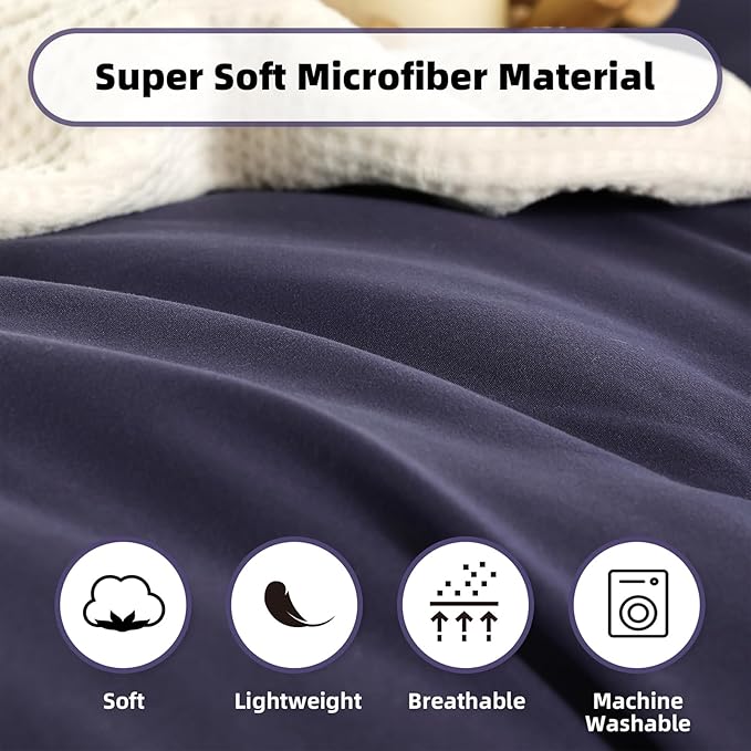 weigelia Twin Comforter Set Microfiber 5 Pieces Navy Blue Twin Bedding Set All Season Soft Lightweight Comforter Set Bed in a Bag Twin Set with Comforters, Flat & Fitted Sheets, Pillowcases & Shams