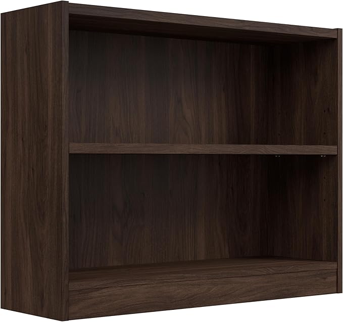 Bush Furniture Universal Small 2 Shelf Bookcase in Black Walnut, Low Storage and Display Bookshelf for Home Office or Living Room Organization