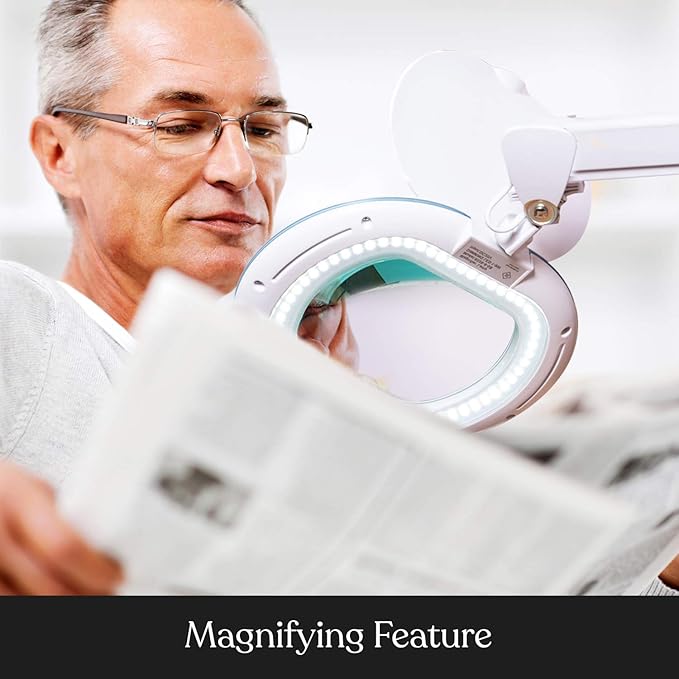 Brightech LightView Pro Magnifying Floor Lamp with Stand and Light LED Work Light with XL Magnifying Glass for Crafts and Projects
