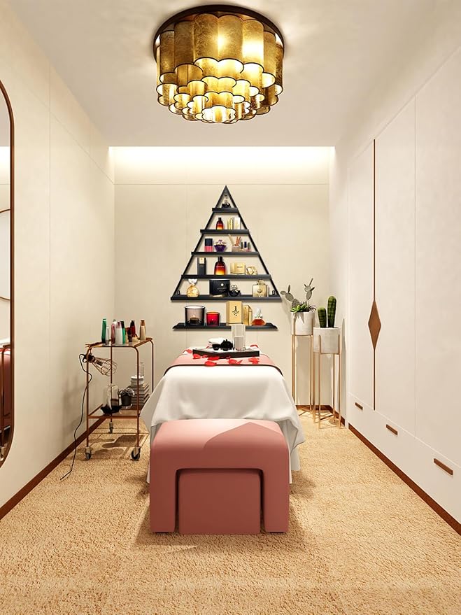 EBANKU 10PCS Nail Polish Racks 5 Tiers Nail Polish Shelf for Wall Triangular Display Rack Cosmetic Display Cases Lipstick Perfume Wall Shelf Essential Oil Organizers for Home Spa Nail Salon(Black)