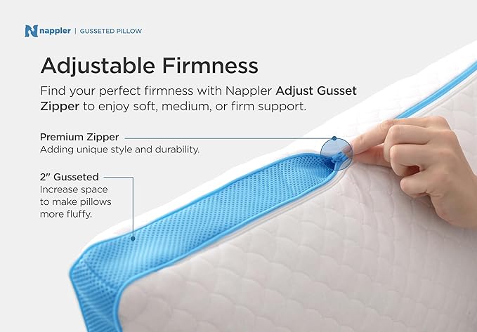 Side and Back Sleeper Pillow for Neck and Shoulder Pain Relief - Shredded Memory Foam Bed Pillow for Sleeping - 100% Adjustable Fill - Standard Size Modal Washable Case. Extra Fill Included