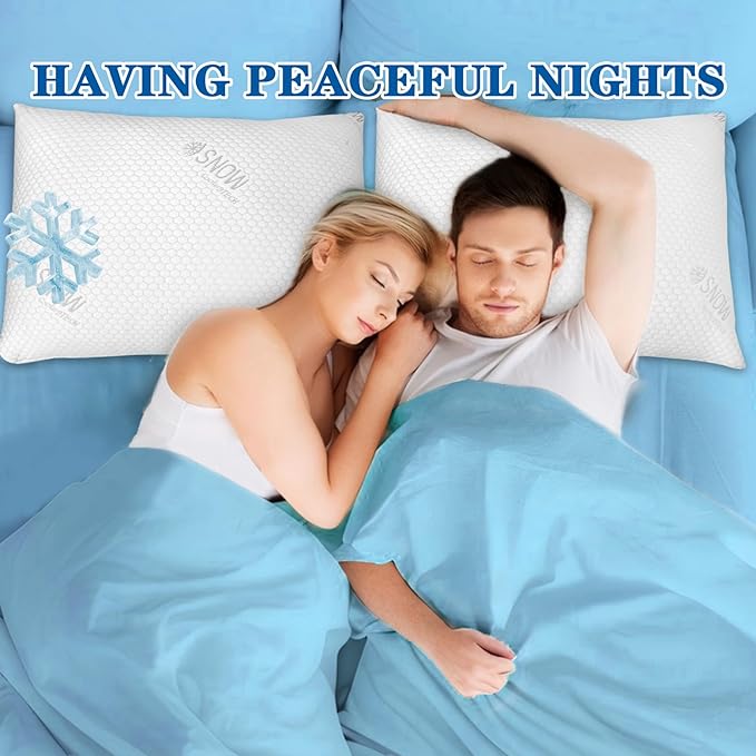 King Size Pillows Set of 1 Adjustable Shredded Memory Foam, Cooling Pillow for Side Sleeper, Firm Supportive Bed Pillows for Sleeping, Washable Removable Pillowcase（20x36）