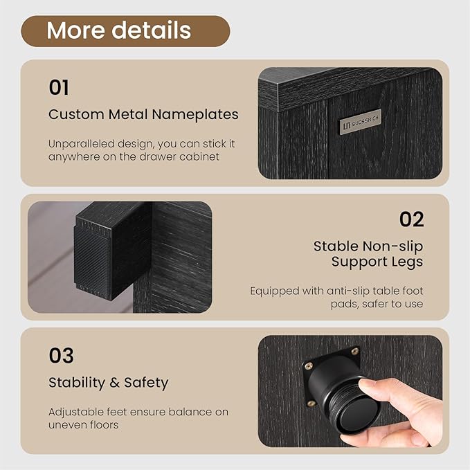 Dresser for Bedroom with 8 Drawers, 46.9" Wide Modern Chest of Drawers with Metal Handle, Wood Dresser TV Stand, Wood Storage Organizer for Bedroom, Living Room(Black)