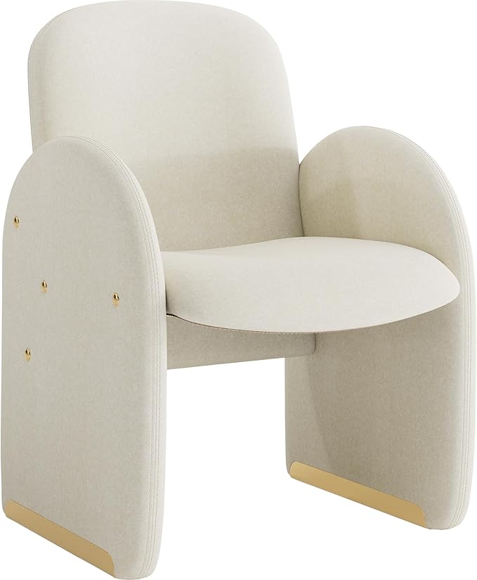 YOUTASTE Oversized Accent Chair for Living Room Bedroom Office, Upholstered Mohair Armchair with Wood Frame and Gold Metal Legs, Mid-Century Modern Lounge Chair, Beige