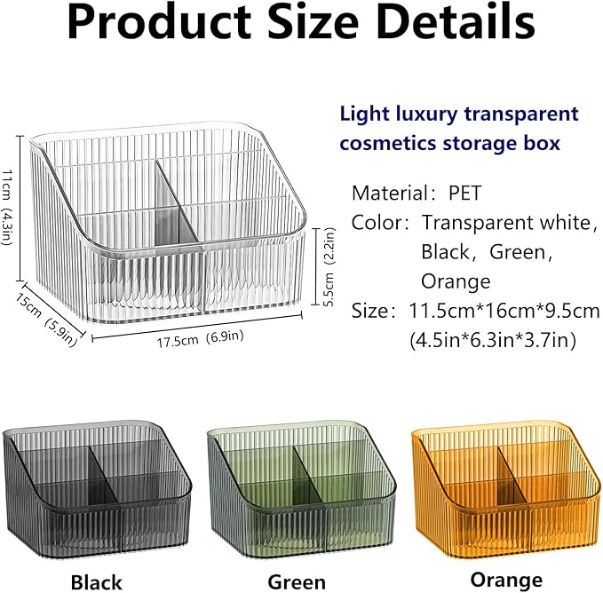 DASITON Large Capacity Makeup Brush Holder,5 Slot Makeup Brush Cup,Vintage striped Make Up Brush Holder,for Vanity Decor,Bathroom Countertops,Desk Storage Container,Cosmetic Display cases(Black-L)