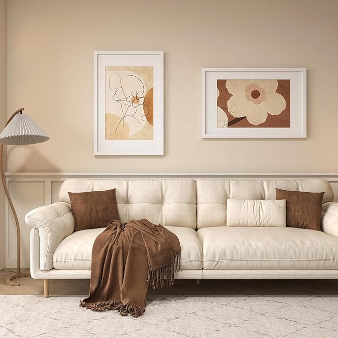 Egofine 16x24 Solid Wood Picture Frame, Made of Solid Wood Covered by Plexiglass 12x18 with Mat 16x24 without Mat, Poster Frame for Wall Mounting Hanging Photo Frame Vertically or Horizontally, White