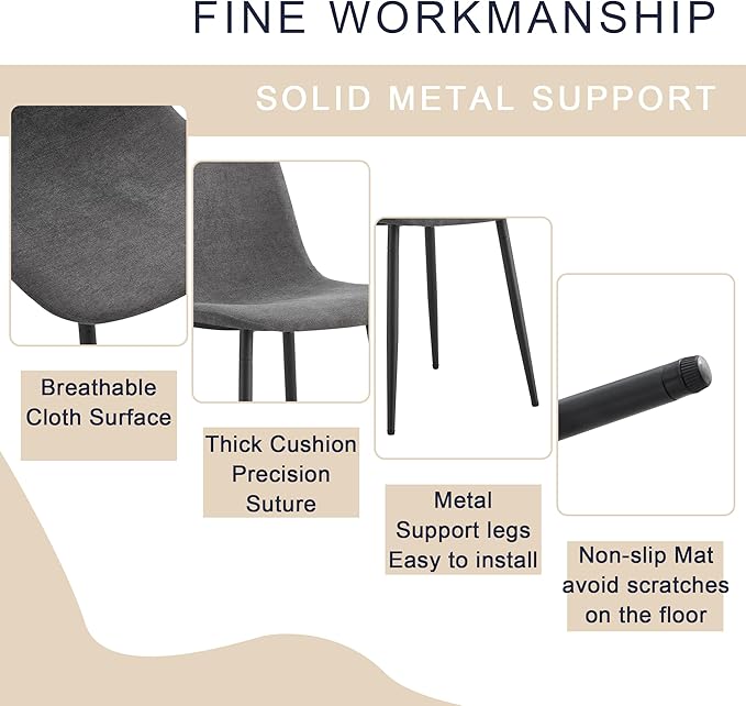 Dining Table Chairs Set for 4, Modern Rectangular Dining Room Table Set Upholstered Dining Chairs 55" Dinner Table Set for Kitchen