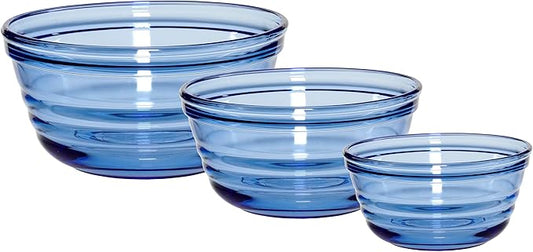 Anchor Hocking Ribbed Mixing Bowls (3-Piece, Coastal Blue Glass, dishwasher safe)